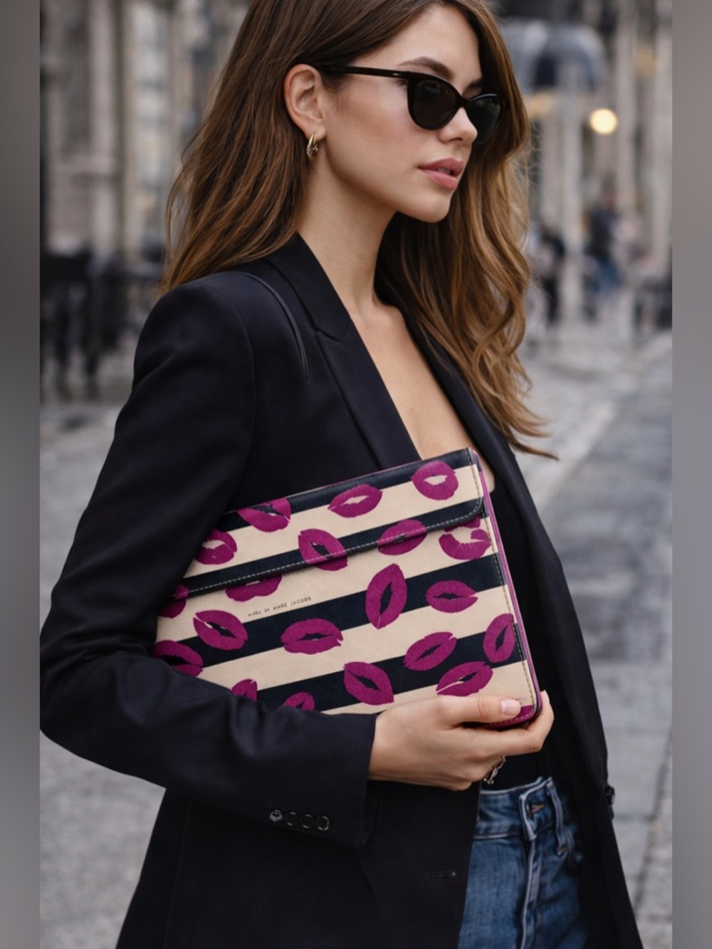 Marc Jacobs Statement Lip Print Clutch Laptop Sleeve Y2K